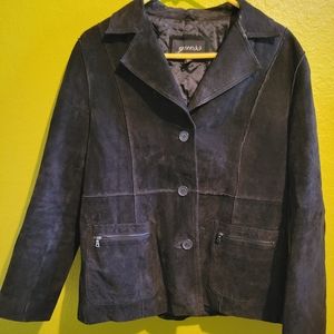 GUESS Black Leather Coat women's L